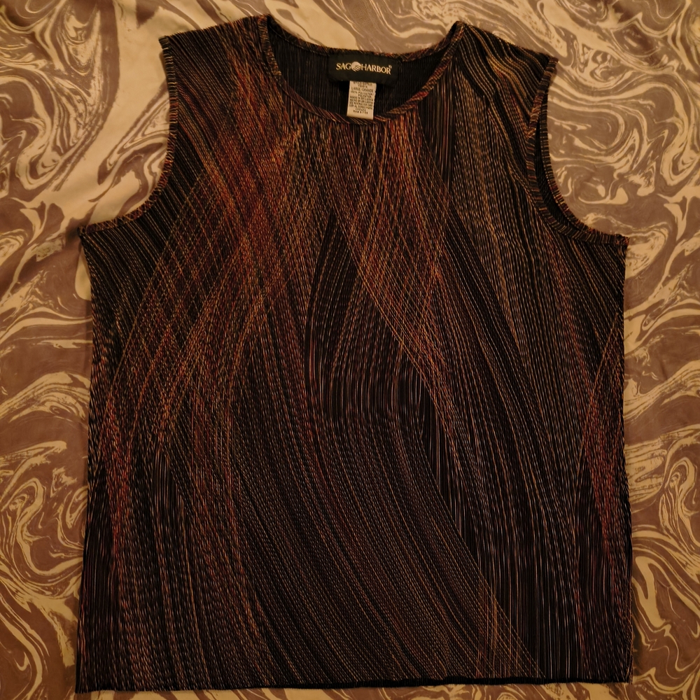 Sag Harbor Black Tank Top with Copper and Rust Accents